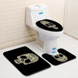 Tapis Toilette Tête de Mort Crâne Fleuri