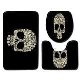 Tapis de Bain Tête de Mort Crâne Fleuri